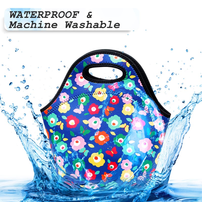 YOUBDM Neoprene Lunch Bags Thermal Insulated Lunch Tote Bag Reusable Washable Neoprene Picnic Bag for Women Men - Image 4