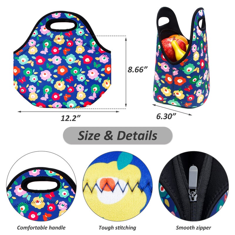 YOUBDM Neoprene Lunch Bags Thermal Insulated Lunch Tote Bag Reusable Washable Neoprene Picnic Bag for Women Men - Image 5