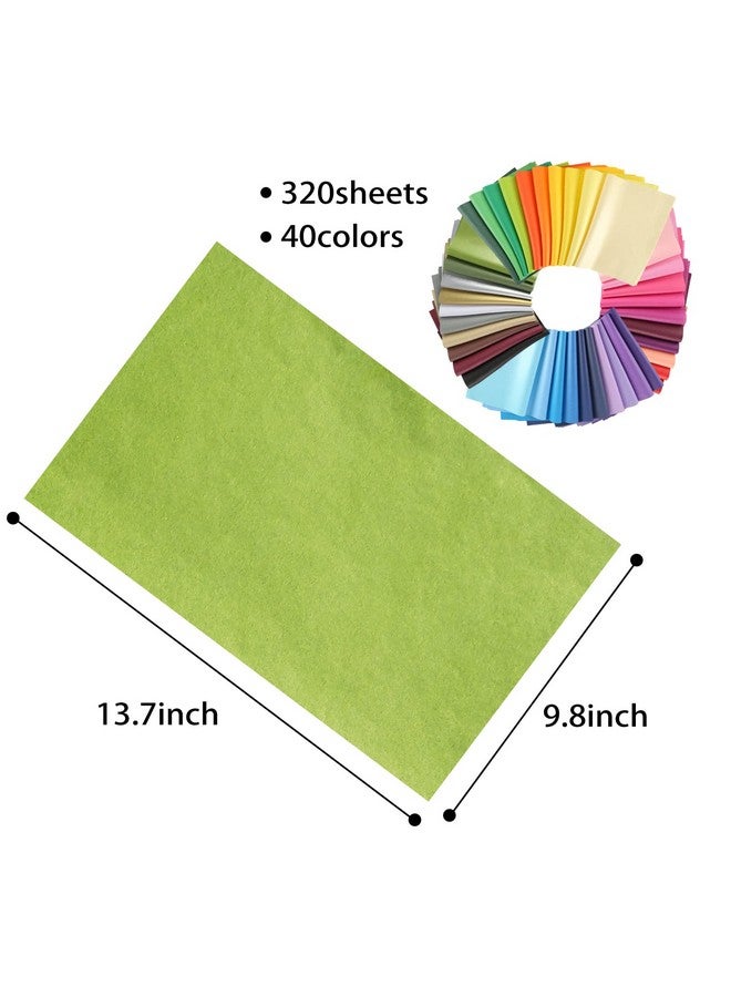 Koogel 320 Pcs Tissue Paper Gift Wrap 40 Assorted Colors Craft Tissue Paper Bulk Tissue Paper For Gift Bags Crafts Diy Project Wedding Birthday Party Favors - Image 2