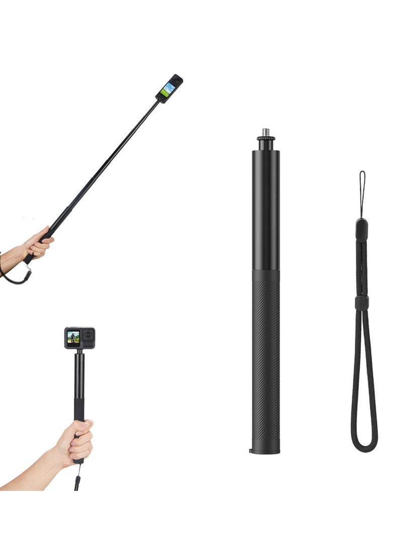Invisible Selfie Stick, 1/4 Extendable Monopod Pole, Camera Stick  for Insta360 X5 X4, DJI OSMO Pocket 3/Action 4, Wrist Strap Included (130cm) - Image 1