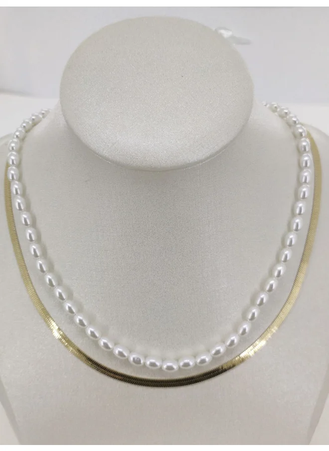 ستايلي Styli Set of 2 - Faux Pearl Embellished Necklace