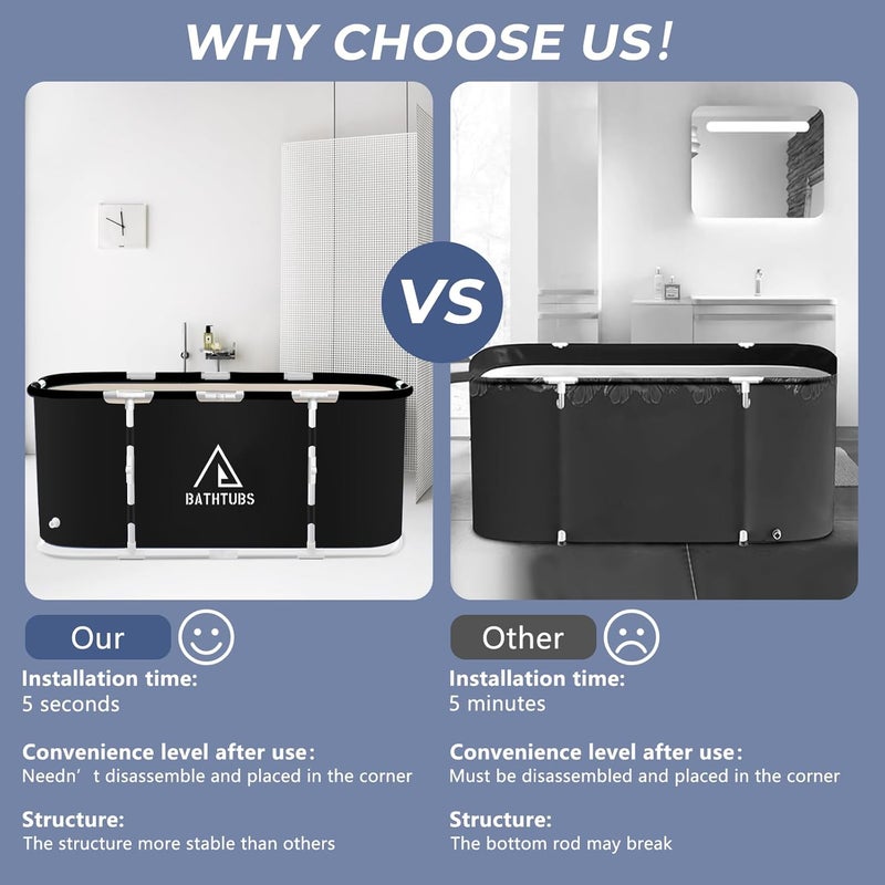 STARBRILLIANT Portable Foldable Bathtub,Separate Family Bathroom SPA Tub,Soaking Standing Bath Tub for Shower Stall,Efficient Maintenance of Temperature,Ideal for Hot Bath Ice Bath 41x23x19Inches(81 Gal Capacity) - Image 4