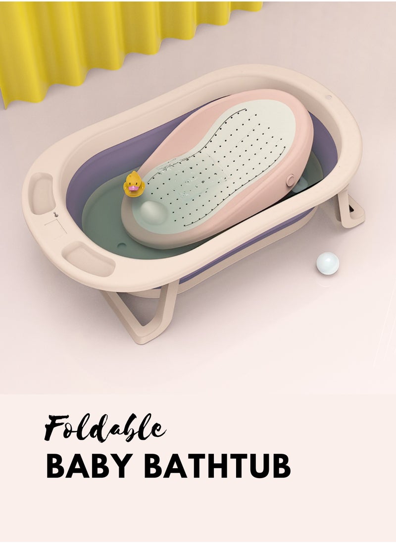 Moms Magic Foldable Bathtub with Thermometer – Storage Box, Easy to Clean, Color-Changing Water Plug, Comfortable for Babies to Sit or Lie Down  - Image 2