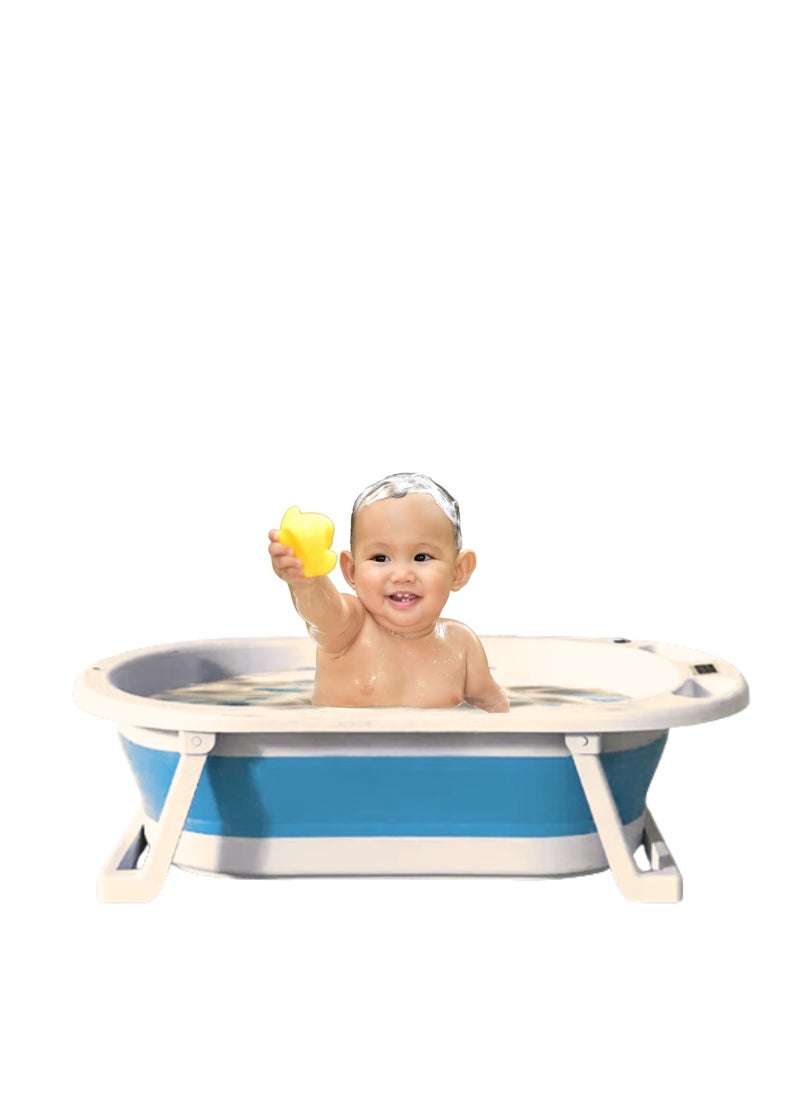 Moms Magic Foldable Bathtub with Thermometer – Storage Box, Easy to Clean, Color-Changing Water Plug, Comfortable for Babies to Sit or Lie Down  - Image 5