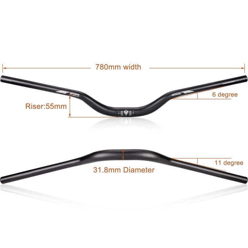 GEWAGE 31.8 Bike Handlebar - 25mm, 55mm, 70mm, 90mm,120mm Riser Handlebar - 780mm Aluminium Alloy Mountain Bike Bicycle Handlebars - Image 4