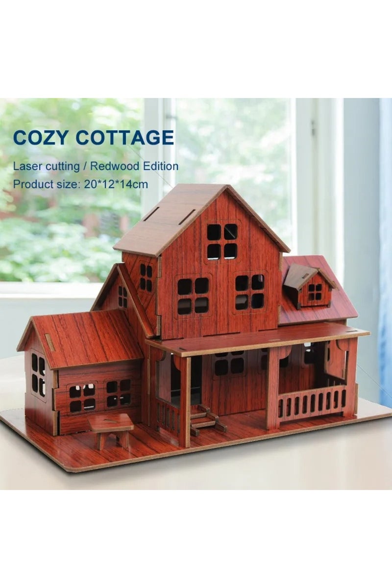 erorex 3D Wooden Puzzle Model GamesCozy Cottage DIY Handmade Mechanical wooden house for Kids Adult Kit ... - Image 2