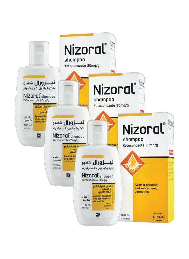 Nizoral Anti-Dandruff Treatment Shampoo, 100 Ml, Effective Dandruff Treatment, Works From The First Wash - Value Pack of 3  - Image 1