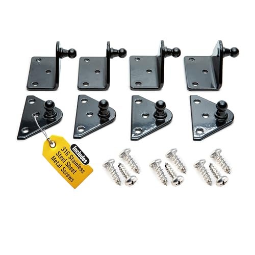 Pro Chutes 10MM Ball Stud Mounting Black Bracket for Gas Struts Heavy Duty Lift Support Shock Brackets with Stainless Steel Screws Ideal for Spring Hood Struts Closer Piston Prop Mounts x4 Flat x4 Angled - Image 1