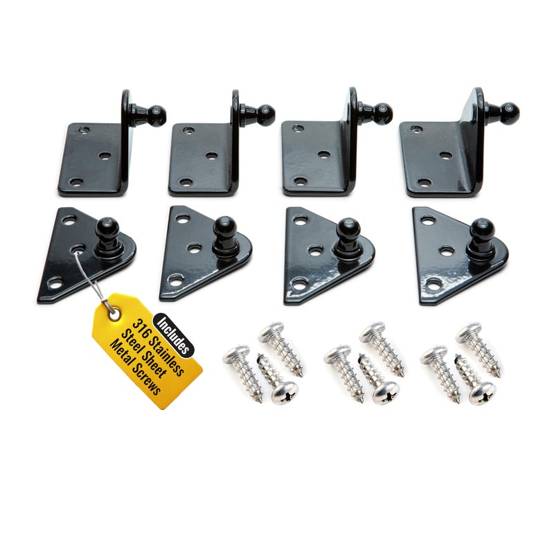 Pro Chutes 10MM Ball Stud Mounting Black Bracket for Gas Struts Heavy Duty Lift Support Shock Brackets with Stainless Steel Screws Ideal for Spring Hood Struts Closer Piston Prop Mounts x4 Flat x4 Angled - Image 2