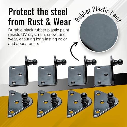 Pro Chutes 10MM Ball Stud Mounting Black Bracket for Gas Struts Heavy Duty Lift Support Shock Brackets with Stainless Steel Screws Ideal for Spring Hood Struts Closer Piston Prop Mounts x4 Flat x4 Angled - Image 3