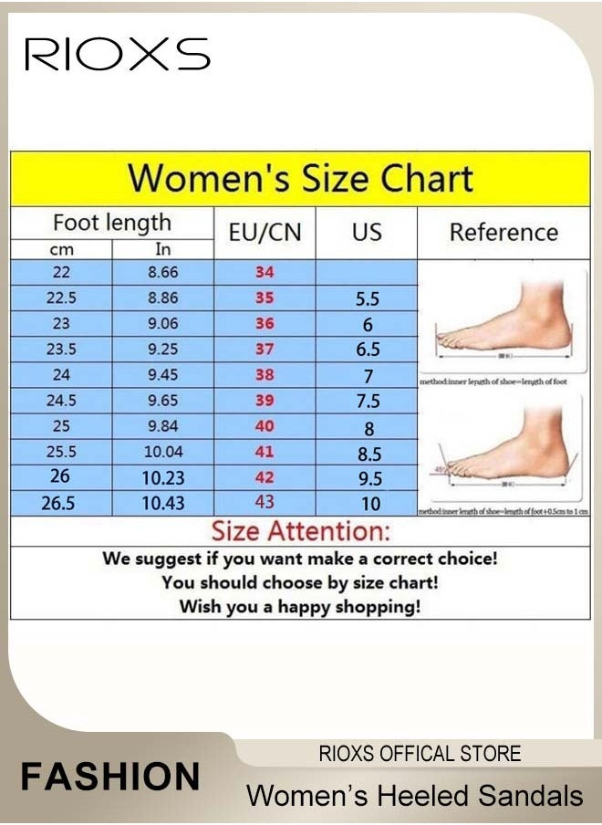 RIOXS - Womens Fashion High Heel Sandals, Casual Ankle Strap Chunky Heel Shoes, Lightweight Round Toe Shoes, Ladies Platform Heeled Sandals, Women's Platform Chunky With Ankle Strap, Block Heel Summer Dress Shoes - Image 1
