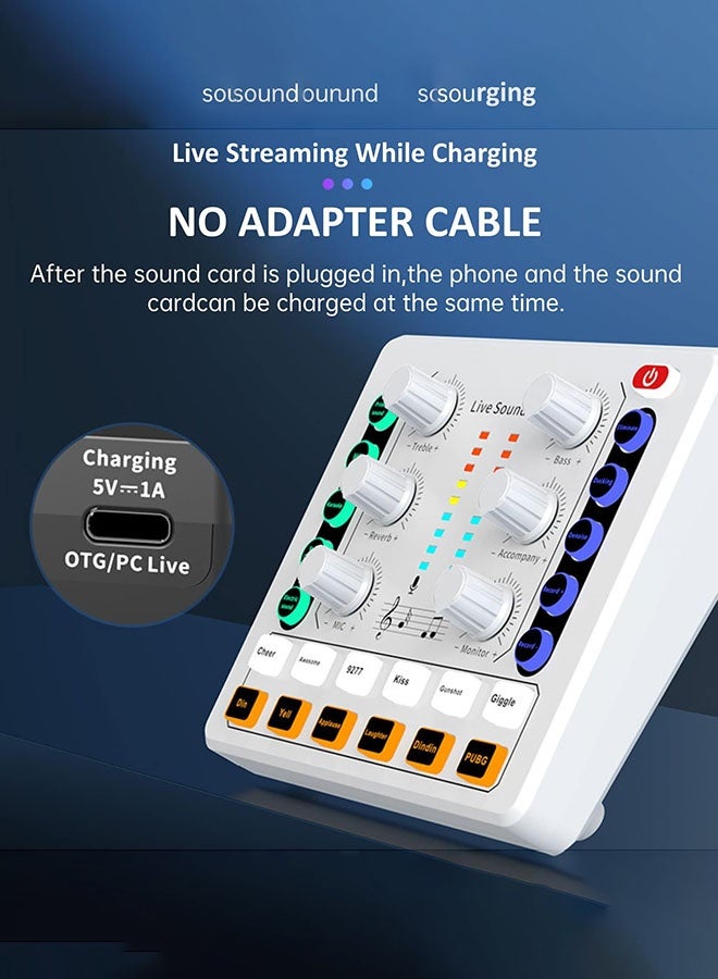 Arabest Sound Card, Mini Audio Mixer Board for PC Computer Phone, Voice Changer Sound Card Fit for PS4, Xbox, Switch, DJ Mixer, Podcast for Music Recording Karaoke Singing Broadcast, Recording Card - Image 4