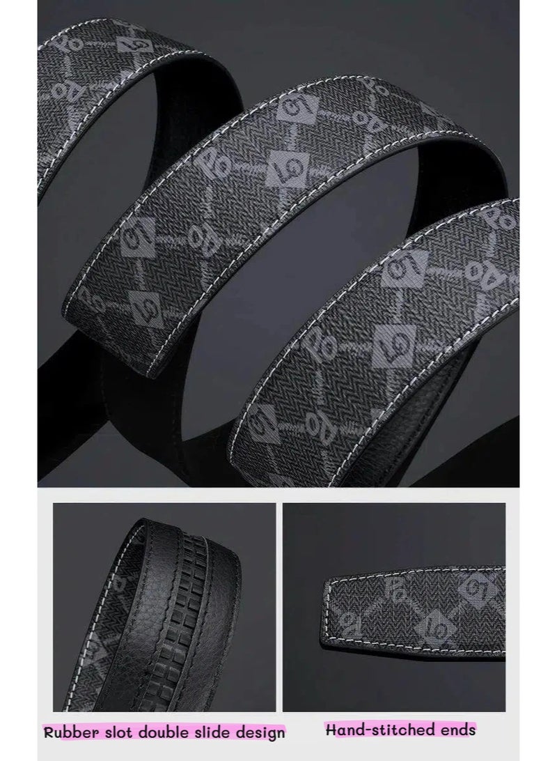 وليام بولو حزام جلدي رجالي من سبائك الزنك مع سحاب لارتداء الجينز والسراويل الرسمية، حزام قابل للتعديل مع مشبك أوتوماتيكي غير لامع من سبائك معدنية، حزام أسود عصري بطول 125 سم، هدية للرجال - Image 3