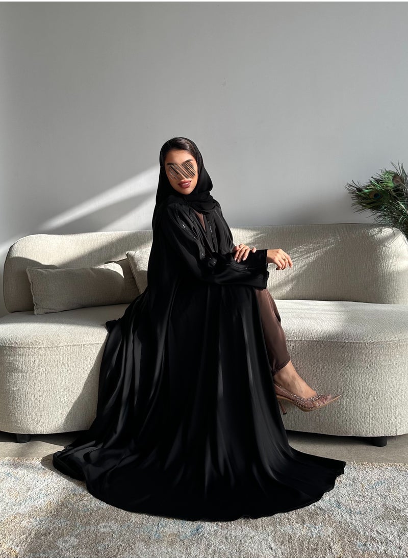 Black summer double cloche abaya with silk fabric - pzsku/Z2701230B2AD5AB5C4D00Z/45/_/1718806908/53d93fc0-7f4d-47bd-bdb5-afd83f4f3e97