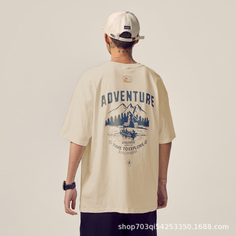 200G Pure Cotton Short-Sleeved T-Shirt Men'S Summer Heavyweight Loose And Versatile Youth Junior High School Student Trend - Image 1