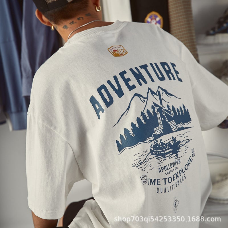 200G Pure Cotton Short-Sleeved T-Shirt Men'S Summer Heavyweight Loose And Versatile Youth Junior High School Student Trend - Image 3