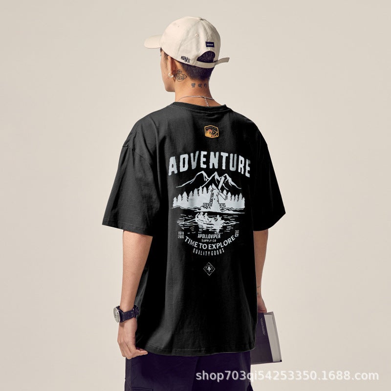 200G Pure Cotton Short-Sleeved T-Shirt Men'S Summer Heavyweight Loose And Versatile Youth Junior High School Student Trend - Image 2