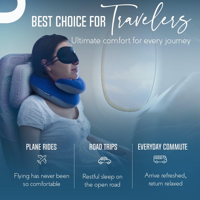BCOZZY Travel Neck Pillow for Airplane â€“ Patented Double Support for Head, Neck, and Chin. Best for Long Flights, Plane Sleeping, and Car Rides. Adjustable Size. Washable. Carry Bag. Large, Leopard - Image 3