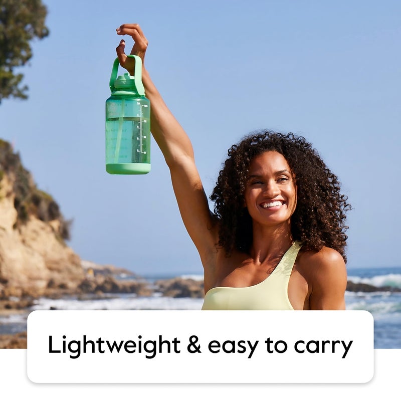 Takeya Tritan 64 oz Motivational Water Bottle with Straw Lid - Durable, BPA-Free - With Time Marker - Leakproof & Non-Slip Bumper - Cloud White - Image 5