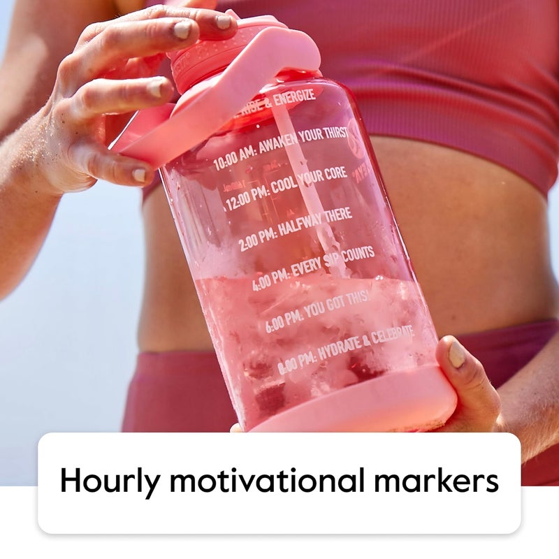 Takeya Tritan 64 oz Motivational Water Bottle with Straw Lid - Durable, BPA-Free - With Time Marker - Leakproof & Non-Slip Bumper - Cloud White - Image 3