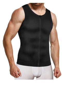 Men Compression Shirts Slimming Undershirts Shapewear Waist Trainer Body Shaper Vest Zipper Tank Top Men, L Size