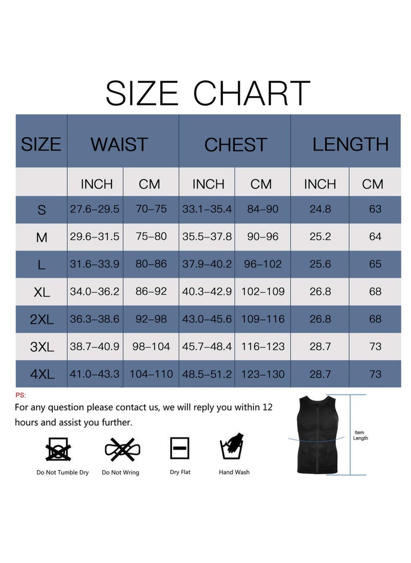 Excefore - Men Compression Shirts Slimming Undershirts Shapewear Waist Trainer Body Shaper Vest Zipper Tank Top Men, L Size - Image 1