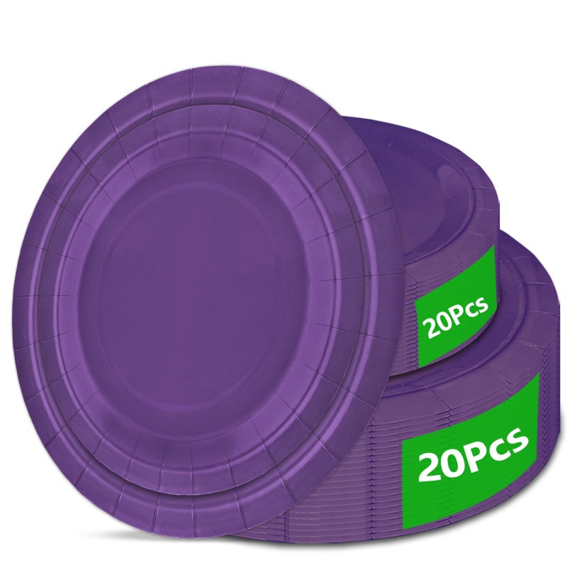 40Pcs Disposable Paper Plates PurpleIncluding 20pcs 9 and 20pcs 7 PlatesStrong and Sturdy Disposable Plates for Party Dinner Holiday PicnicBirthday Party Dinner Table Wedding