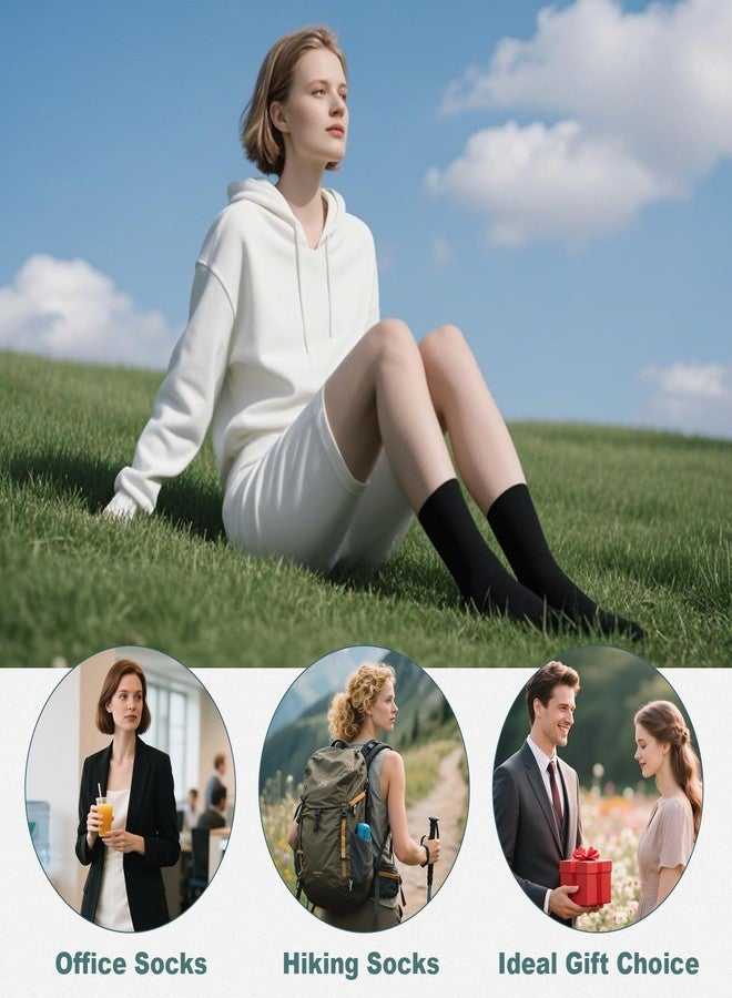 جوارب BISOUSOX النسائية الرقيقة المصنوعة من صوف الميرينو، جوارب شتوية سوداء دافئة ومريحة وجيدة التهوية، جوارب طويلة مناسبة للمشي لمسافات طويلة. - Image 2