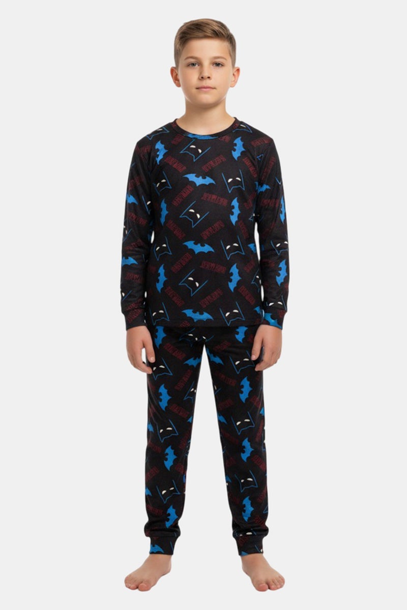 DC Comics Kids Boy 2Pcs Batman Print  Pajama Top And Bottom Set, Multicolor - Image 1