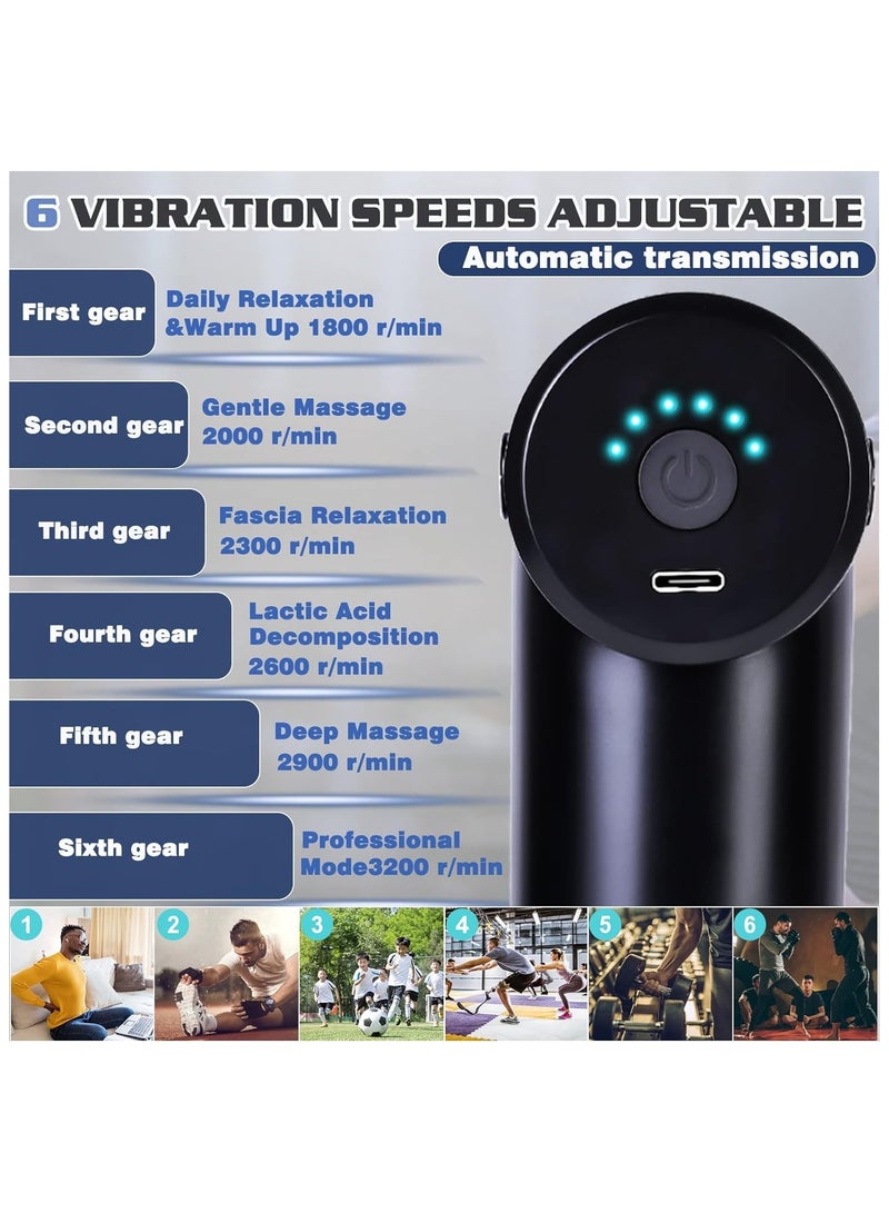 general Mini Massage Gun, Muscle Massager Portable with 6 Speeds Handheld Massager with USB C Charging Port Massage Gun, 4 Massage Heads - 40 dB Ultra Quiet - Image 4