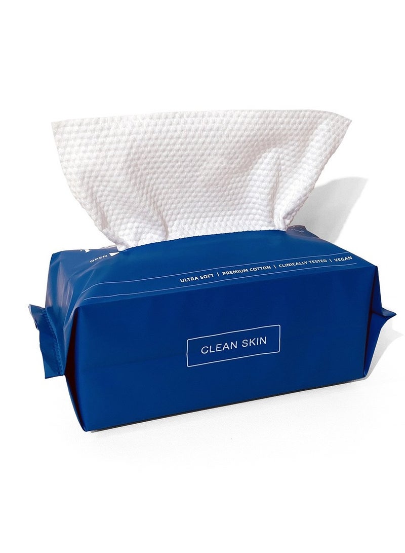 Disposable Facial Cleansing Towel, 100% Cotton Cleansing Towel, Makeup Remover Dry Towel 20*20CM, Ultra Soft Face Towel, 80 Pieces/1 Package - Image 1