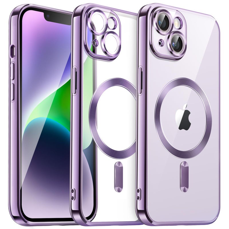 JETech Soft Clear Case for iPhone 14 6.1-Inch, Camera Lens Full Protection, Compatible with MagSafe Wireless Charging, Shockproof Electroplated TPU Phone Cover (Light Purple) - Image 1