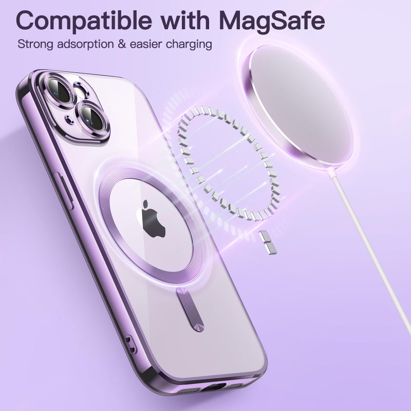 JETech Soft Clear Case for iPhone 14 6.1-Inch, Camera Lens Full Protection, Compatible with MagSafe Wireless Charging, Shockproof Electroplated TPU Phone Cover (Light Purple) - Image 5