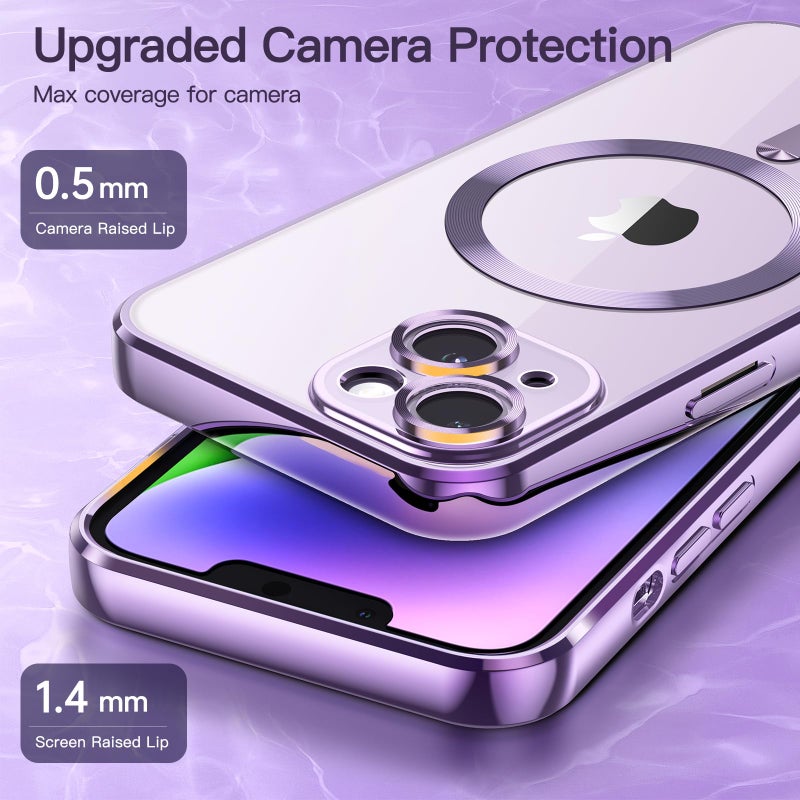 JETech Soft Clear Case for iPhone 14 6.1-Inch, Camera Lens Full Protection, Compatible with MagSafe Wireless Charging, Shockproof Electroplated TPU Phone Cover (Light Purple) - Image 4
