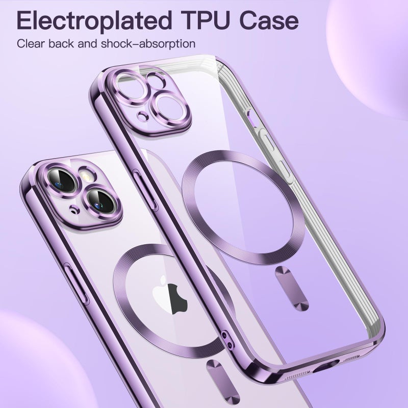 JETech Soft Clear Case for iPhone 14 6.1-Inch, Camera Lens Full Protection, Compatible with MagSafe Wireless Charging, Shockproof Electroplated TPU Phone Cover (Light Purple) - Image 3