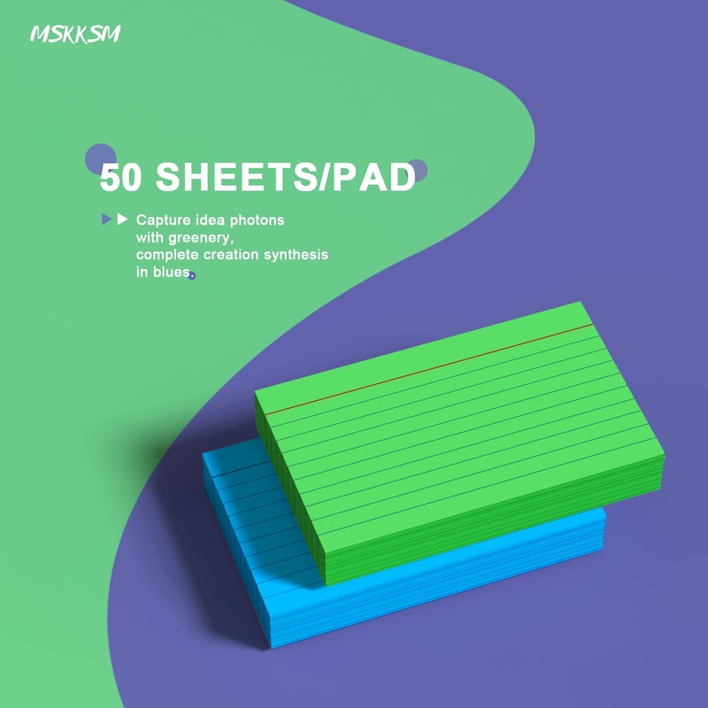 MSKKSM Colored Index Cards 3x5 Inch - 300 Count Ruled Flash Cards for Studing - Image 4