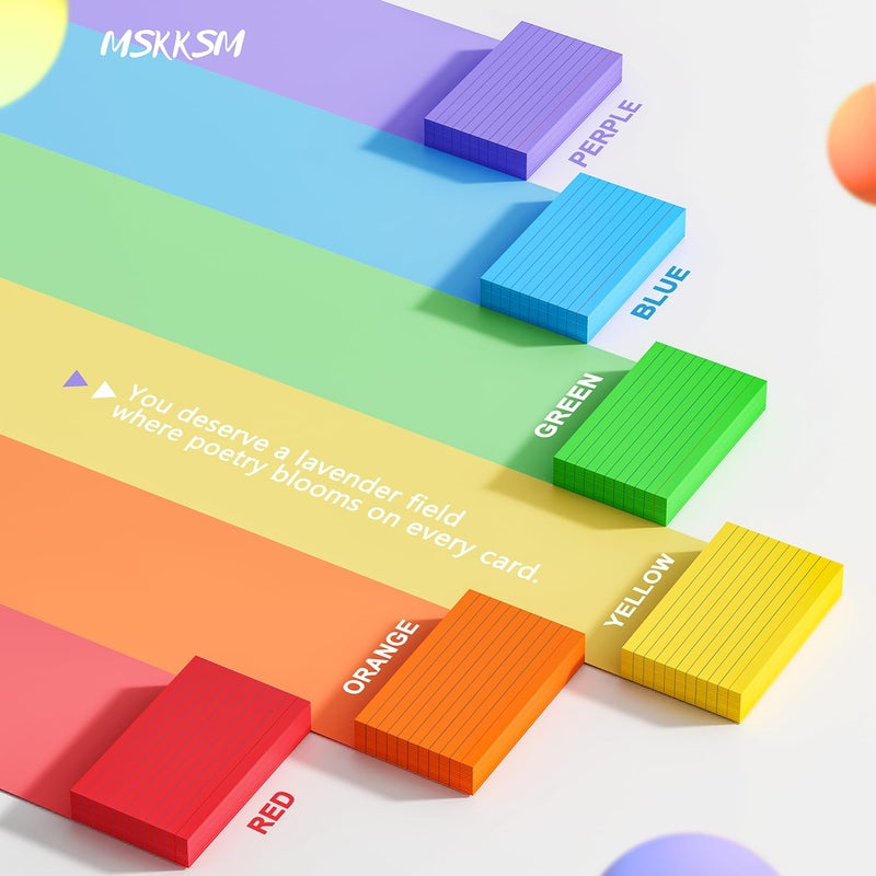 MSKKSM Colored Index Cards 3x5 Inch - 300 Count Ruled Flash Cards for Studing - Image 5