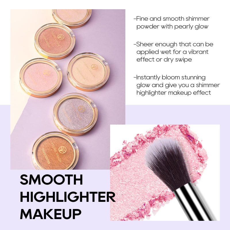 FREEORR Baked Pink Highlighter Powder Palette, Makeup Highlighter Powder Palette Sheer Shimmering Finish Face Highlighters Makeup Iluminadores de Maquillaje #02 Mermaid Pink - Image 3