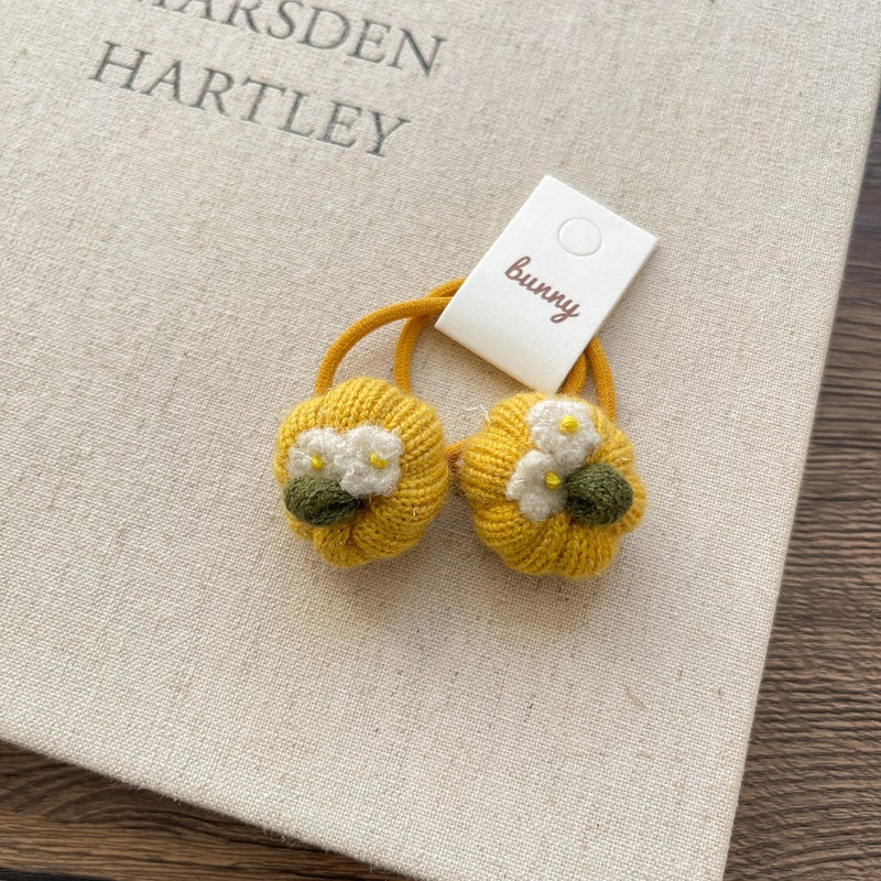 Loquat Sweet Cartoon Strawberry Pumpkin Hair Ties for Girls Yellow pumpkin