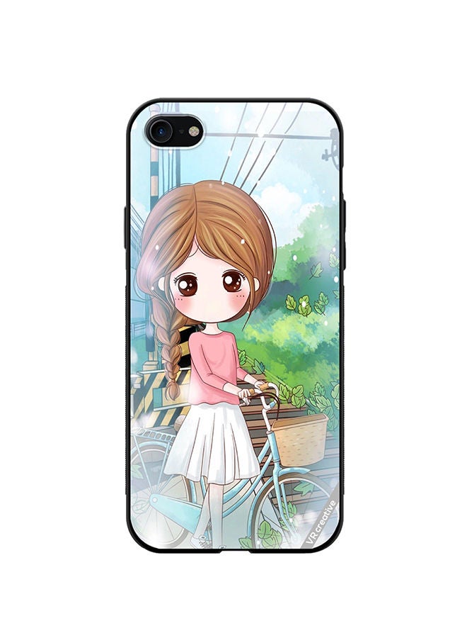 VR CREATIVE Protective Case Cover For Apple iPhone SE (2022) Girl With Cycle Design Multicolour - Image 1