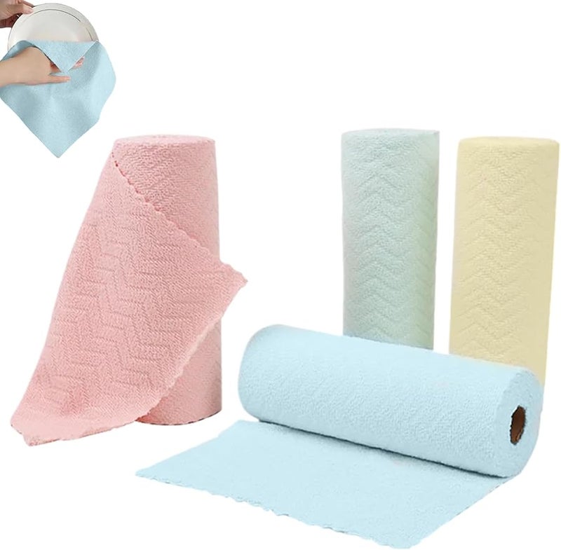 4 ألوان مناديل ورقية قابلة لإعادة الاستخدام 30 قطعة مناديل تنظيف من الألياف الدقيقة صديقة للبيئة لأطباق المطبخ - Image 4