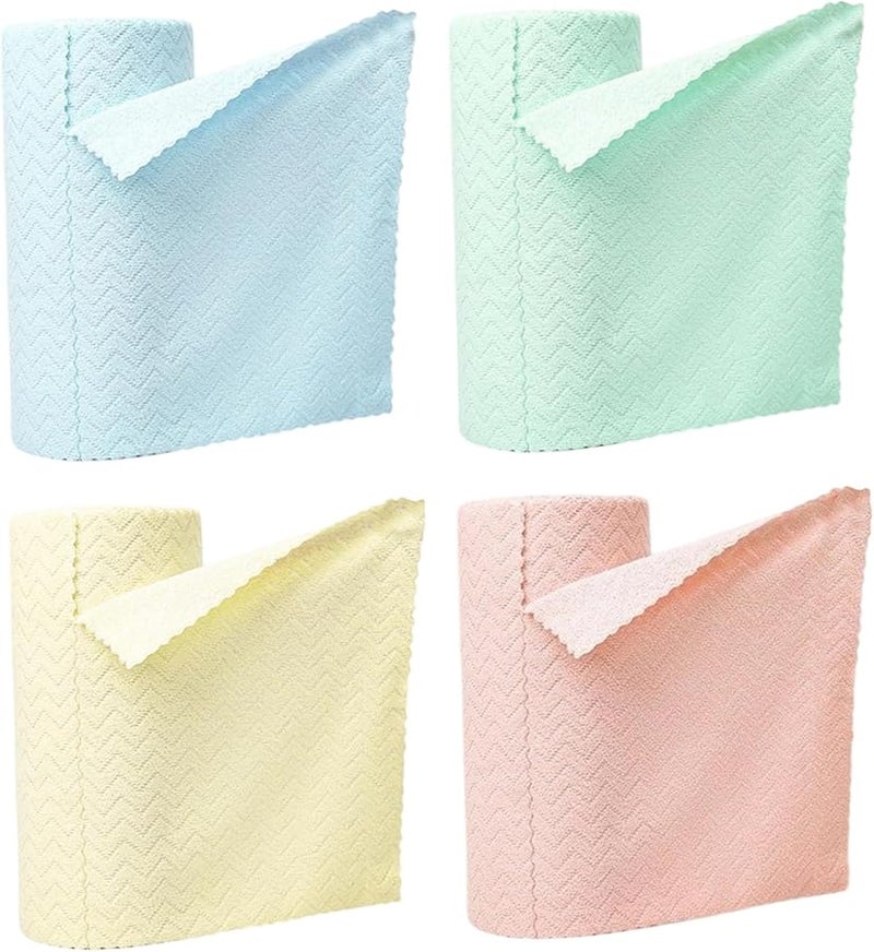 4 ألوان مناديل ورقية قابلة لإعادة الاستخدام 30 قطعة مناديل تنظيف من الألياف الدقيقة صديقة للبيئة لأطباق المطبخ - Image 1