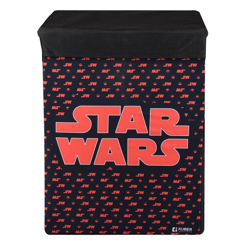 Kuber Industries Toy Storage Box | Laundry Basket for Toys | Folding Laundry Basket | Clothes Hamper with Lid & Handles | Storage Basket for Bathroom | Star Wars | 60 LTR | Pack of 2 | Black - Image 2