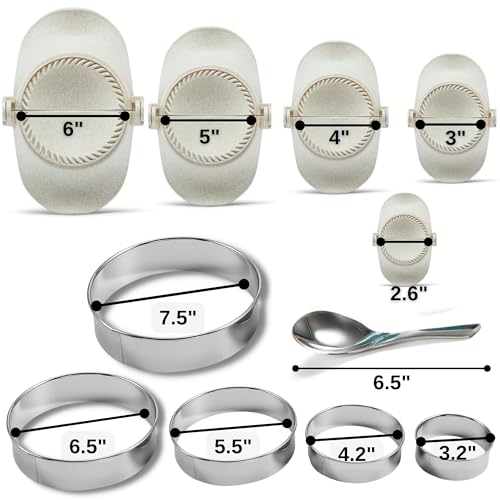 MUMSUNG Empanada Maker Press, 6-Inch Extra Large Dumpling Maker Set with Dough Cutter, Dumpling Mold Set for Pierogi, Pastelitos, Calzone, Turnovers, Chinese Dumpling, 5Sizes (6"/5"/4"/3"/2.6") - Image 4