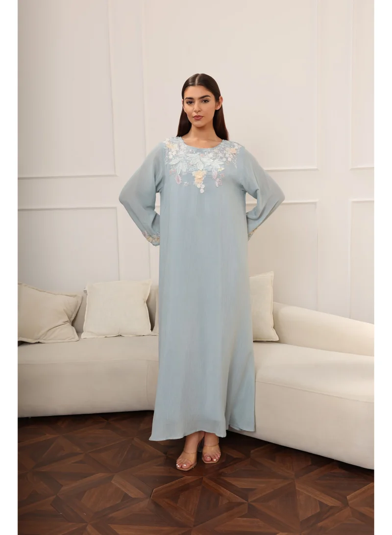 اكسا جلابية بتلات رقيقة IK1113 ازرق