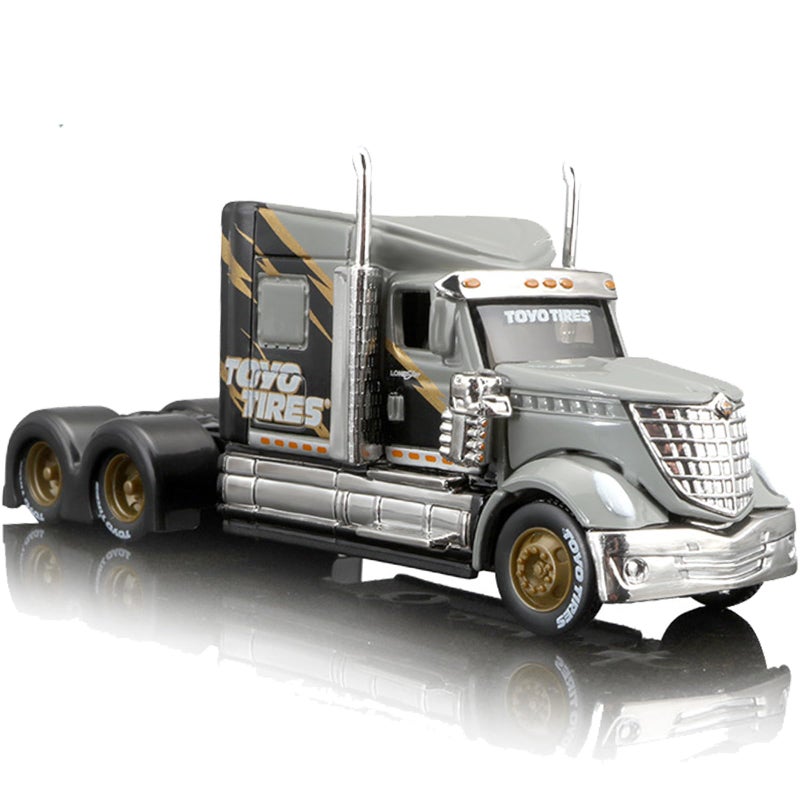 Risopen Semi Truck Toy 164 Scale Alloy Metal Diecast Heavy Semi Truck Trailer Head Toy Model International Lonestar Diecast Tow Traktor Toy Gift for Boy Adult Model Car Collector Grey - Image 2