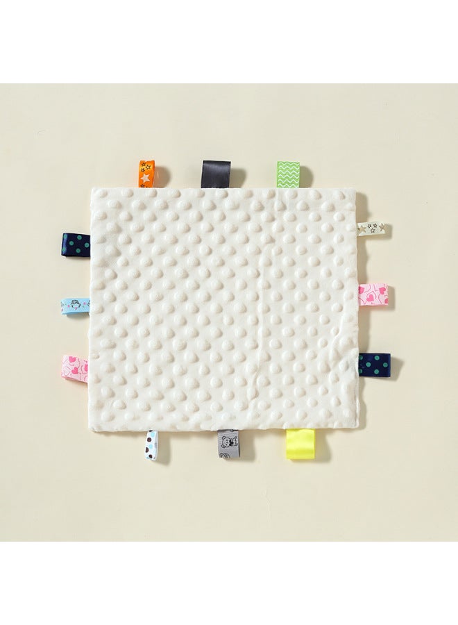 Baby Soothing Towel Bean Fluff Sleep Aid Toy Hand Puppet Mouthable Comforter Infant Sleepytime Squared Plushie Wipes-Color:Milk White (square Towel) - Image 1