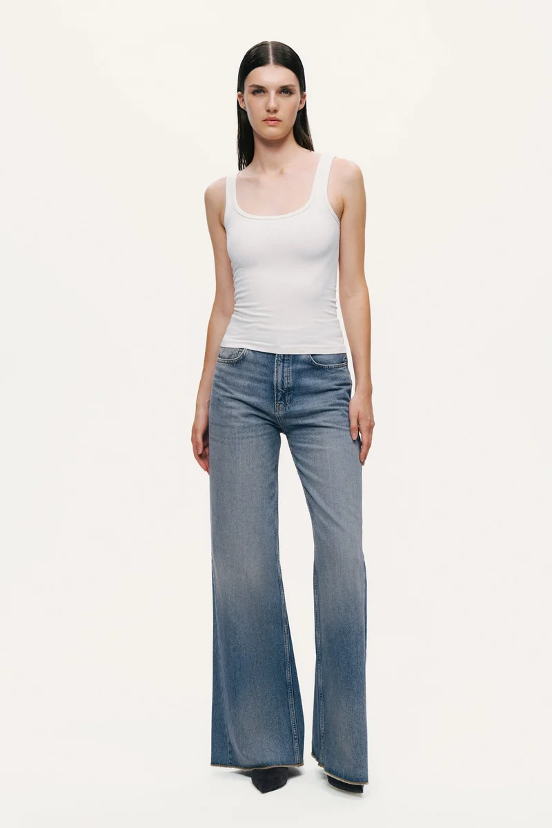 Nocturne Ribbed Square-Neck Crop Top