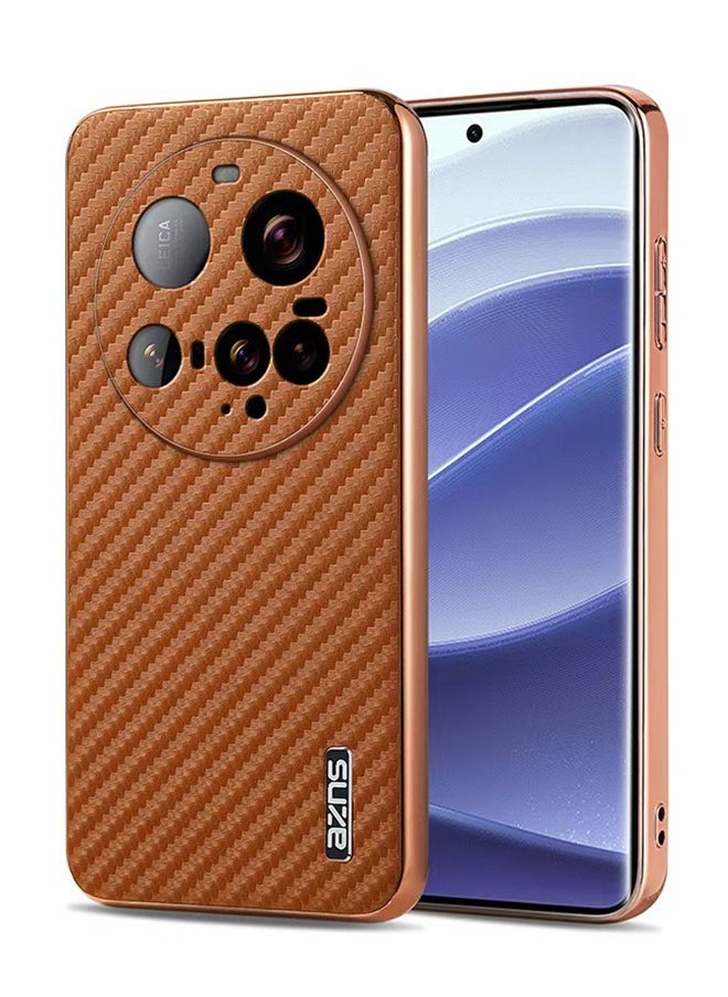Generic Plated frame carbon fiber texture all inclusive protective cover suitable for Xiaomi 15 Ultra phone case  - Image 1