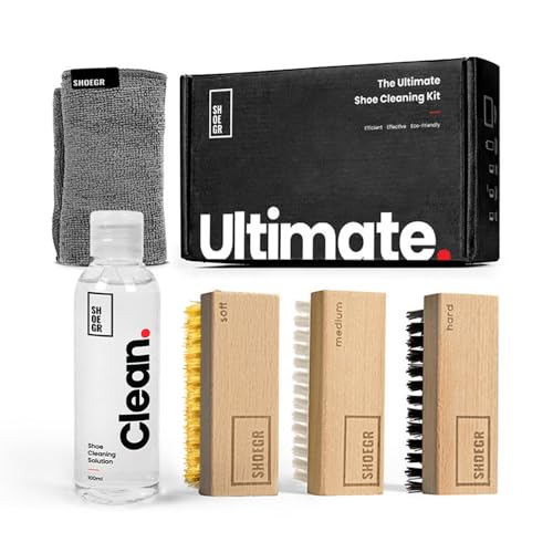 SHOEGR Ultimate Shoe Cleaning Kit for Sneaker, Nubuck, Canvas, Knit, Trainers & Suede | Multi-Material Care Set with Premium Solution, Deep Clean Brushes, Microfiber Towel - Image 1